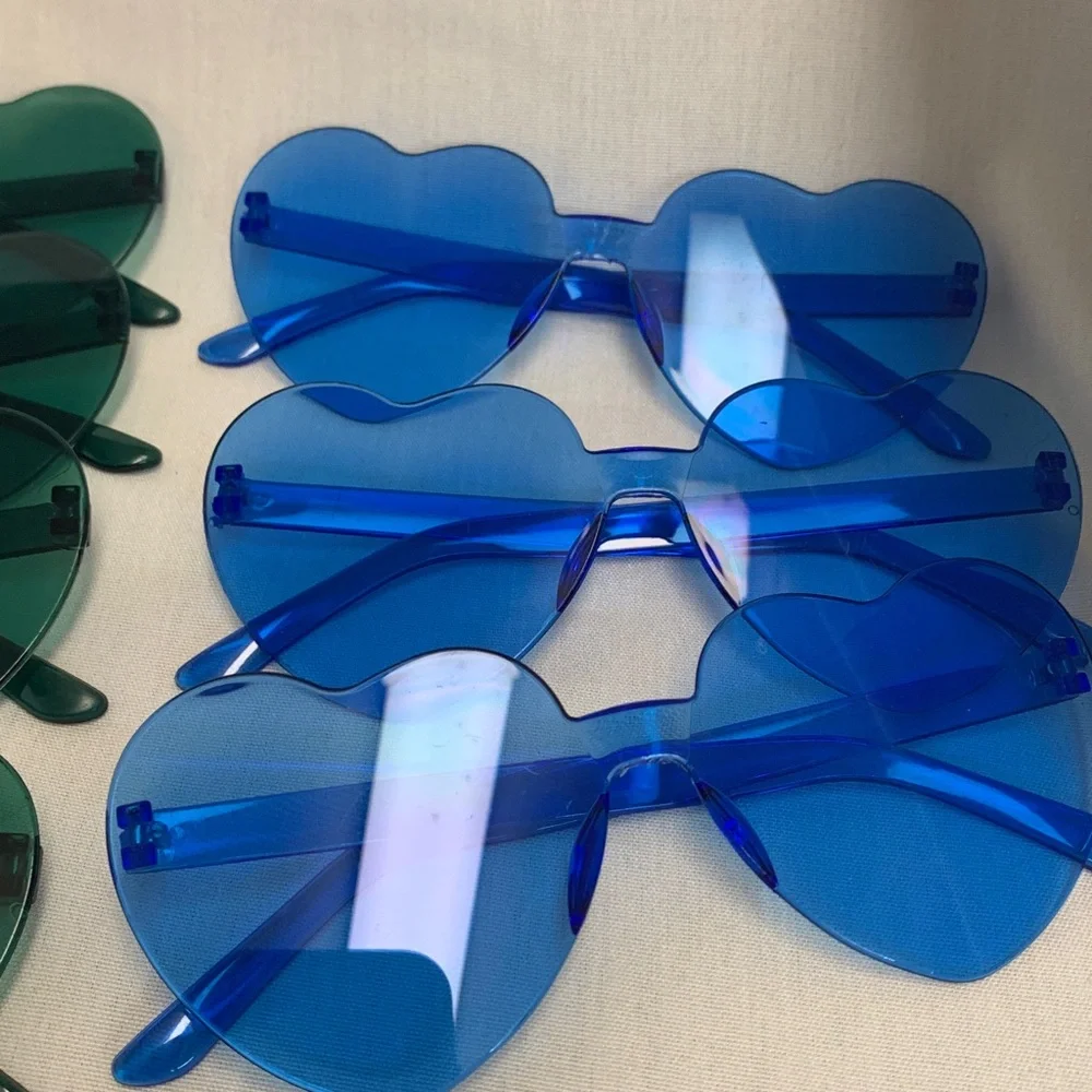 Kids Heart-Shaped Sunglasses Set Red, Green, Orange, Purple, Blue, Yellow,Clear